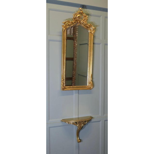Tall Gilt Console Mirror and Shelf, Set of 2 For Sale - Image 5 of 6
