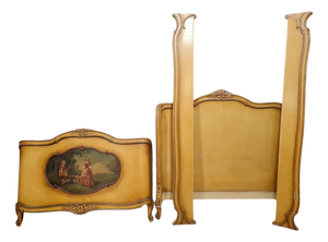 Louis XV Style Basket-Shaped Bed in Lacquered and Painted Wood, 1900s
