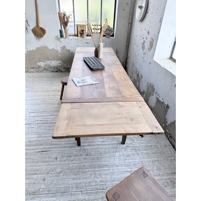 Oak Farmhouse Table with Extensions, 1950s For Sale - Image 10 of 18