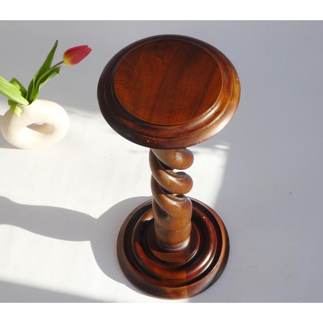 Carved Braley Twist Wooden Pedestal, 1960s For Sale - Image 3 of 9