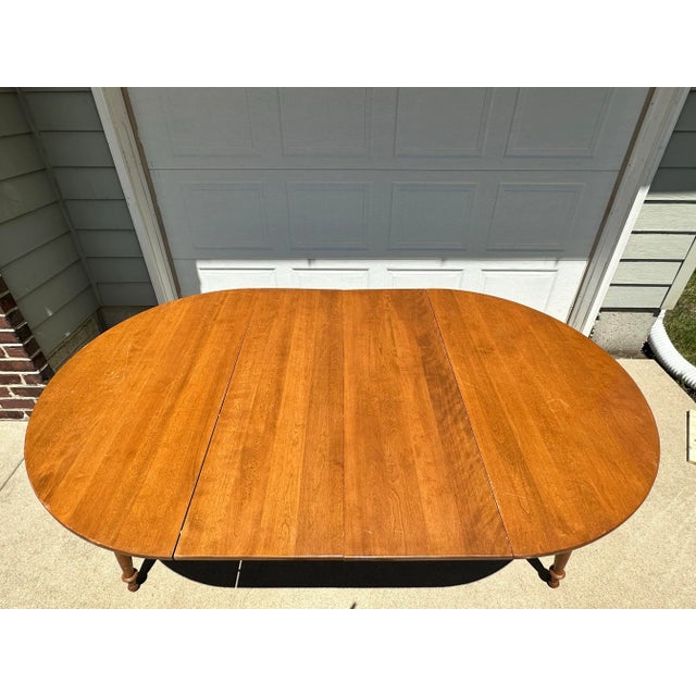 Wood Ethan Allen by Baumritter Solid Maple Dining Set | 8 Chairs | Original Hand-Fitted Leaves & Pads For Sale - Image 7 of 12