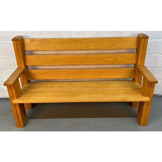 Goldenrod Pair of Mission-Style Solid Oak Slat Benches For Sale - Image 8 of 18