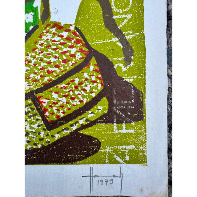 Drawing/Sketching Materials “Bahia Em Festa” Color Woodblock Print by Brazilian Artist Hannah Brandt, Signed & Numbered, 1979 For Sale - Image 7 of 10