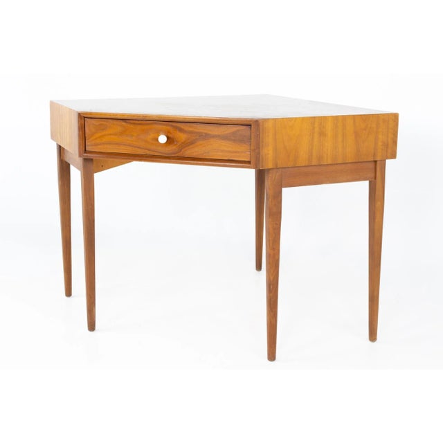 Mid-Century Modern Kipp Stewart for Drexel Declaration Mid Century Walnut Corner Desk For Sale - Image 3 of 10