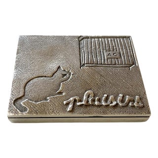 French Silvered Bronze Paperweight Line Vautrin For Sale