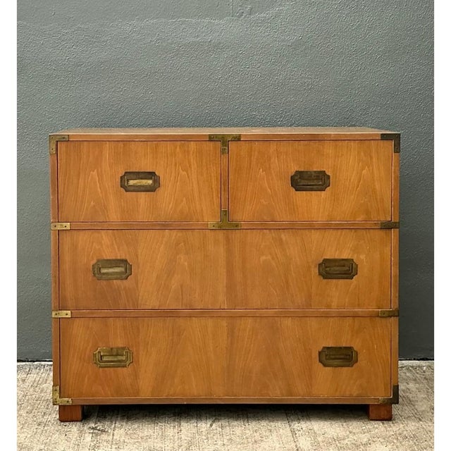 Baker Furniture Company Vintage Baker Wood and Metal Campaign Chest For Sale - Image 4 of 13