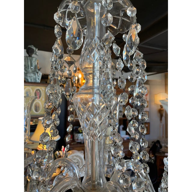 Glass 1930s Hollywood Colonial Style Clear Crystal Five Light Chandelier For Sale - Image 7 of 13
