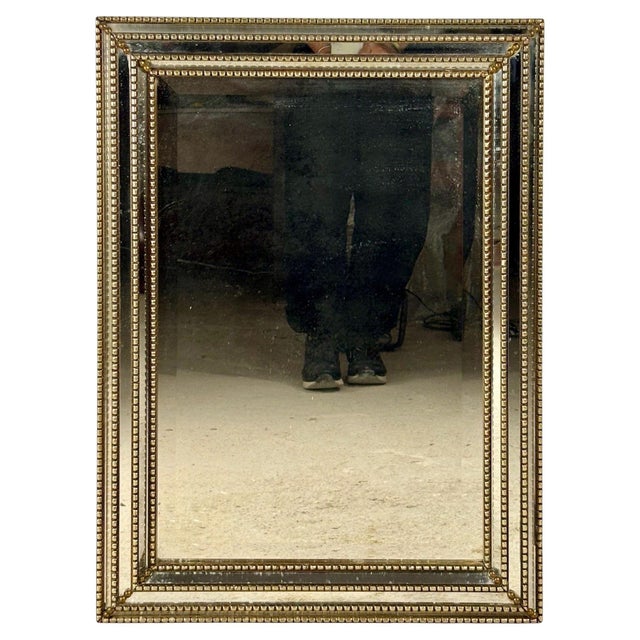 Metal Brass and Beveled Glass Wall Mirror, Mid-20th Century For Sale - Image 7 of 14