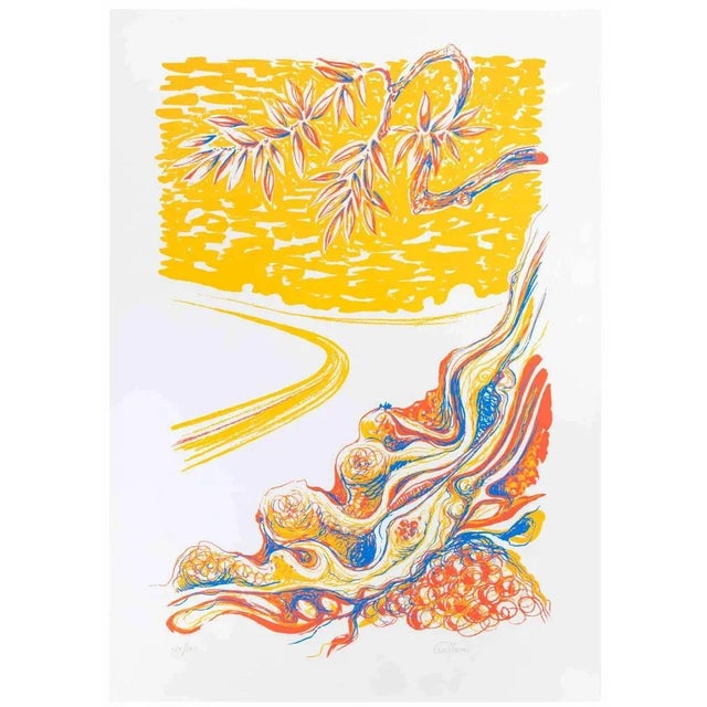 The Flowery Road is a lithograph on paper realized by Alberto Cavallari in the 1970s. Hand-signed, and numbered, edition...