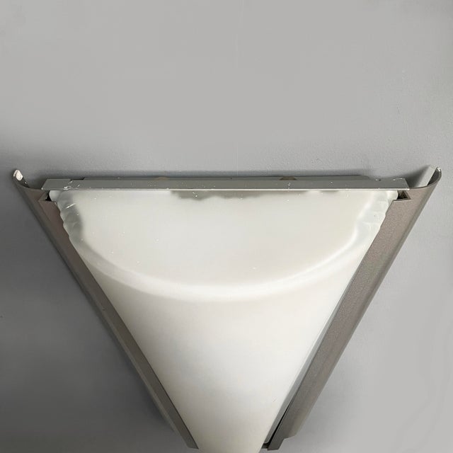 Italian Modern Opaline Glass and Metal Wall Lamps, 1980s, Set of 3 For Sale - Image 6 of 18