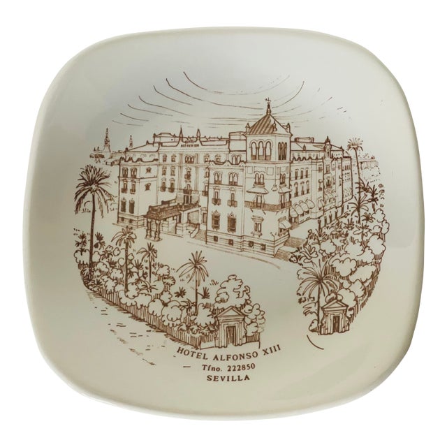 Vintage Spanish Seville Alfonso Hotel Ceramic Catchall For Sale