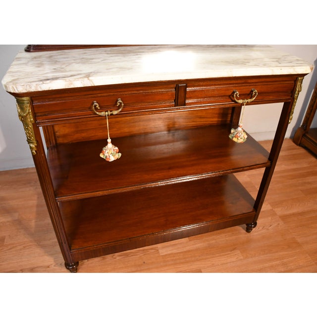 Description Elegant antique French server crafted in the refined Louis XV style, showcasing timeless craftsmanship and...