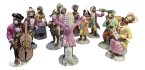 English Chelsea House Porecelain 11 Piece Monkey Band - A Set