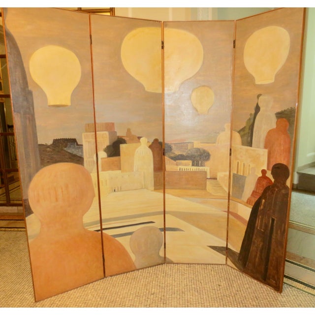 Beige Salvatore Fiume Italian Floor Screen Dated 1954 For Sale - Image 8 of 17