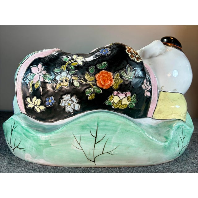 Mid 20th Century Chinese Hand Painted Porcelain Child Resting Pillow For Sale - Image 4 of 10