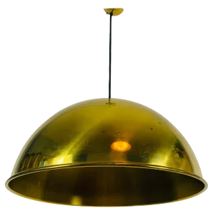 Polished Brass Pendant Lamp by Florian Schulz, 1970s