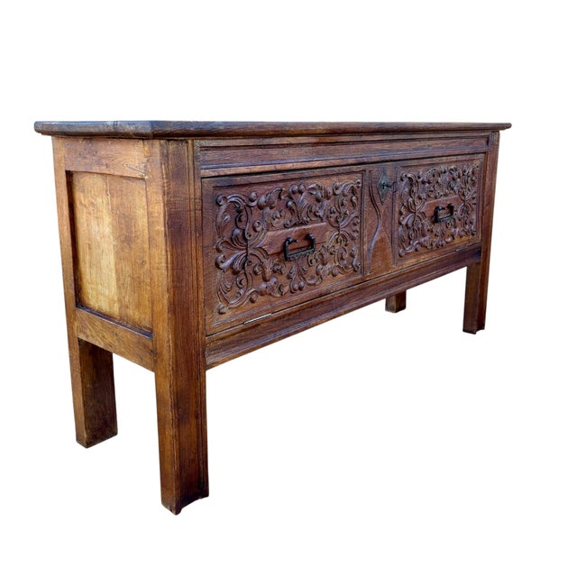 Antique 19th Century Carved Wooden Chest with Iron Hardware, Spain, 1800s For Sale - Image 13 of 13