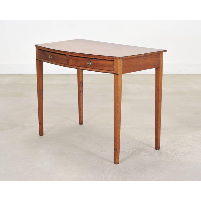 19th Century 19th C. English Regency Bow Front Side Table or Small Desk For Sale - Image 5 of 18