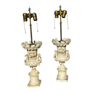 Pair of Italian Carved Alabaster Lamps