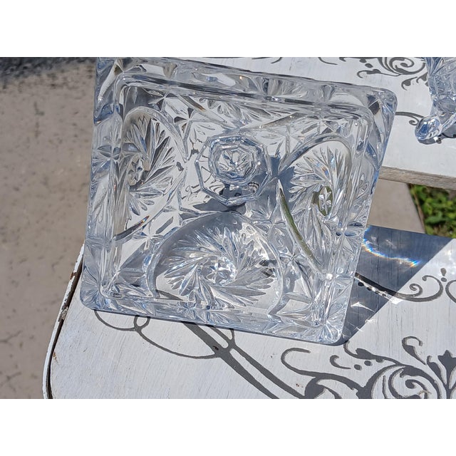 Vintage Bohemian Cut Crystal Pinwheel Whirling Star Lidded Candy Dish For Sale - Image 4 of 7