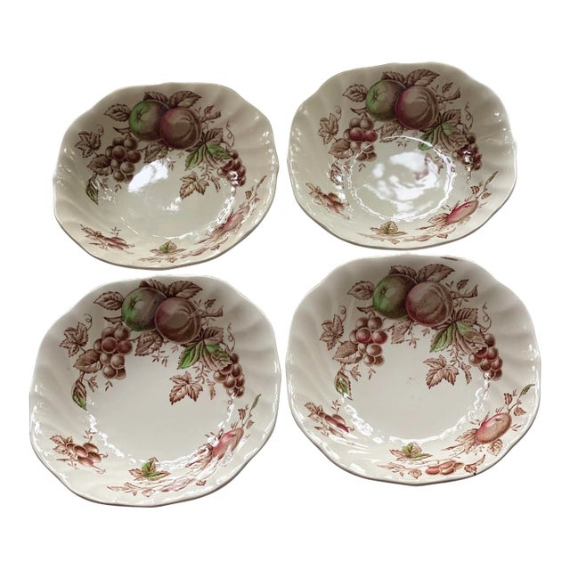 2000s Johnson Brothers Harvest Time Square Soup Bowls- Set of 4 For Sale