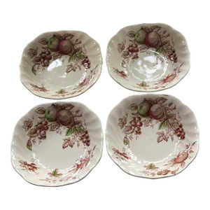 2000s Johnson Brothers Harvest Time Square Soup Bowls- Set of 4