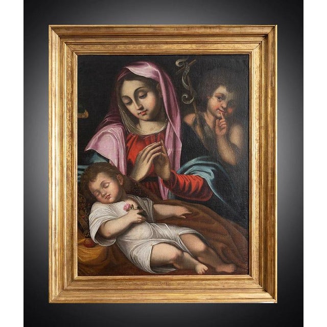 This important 17th-century Emilian painting belongs to the exquisite production of the Bolognese school. The splendid...