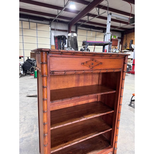 1900 - 1909 19th Century French Faux Bamboo Bookcase For Sale - Image 5 of 13