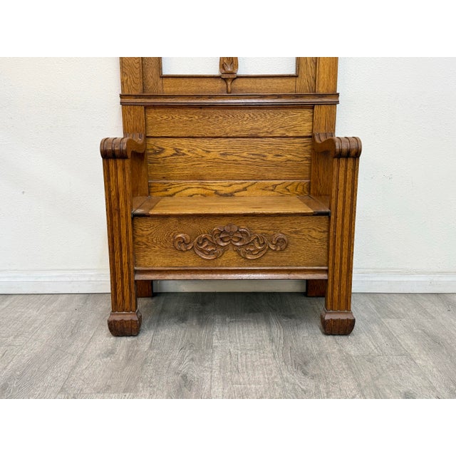 Wood Vintage Oak Hall Rack For Sale - Image 7 of 11