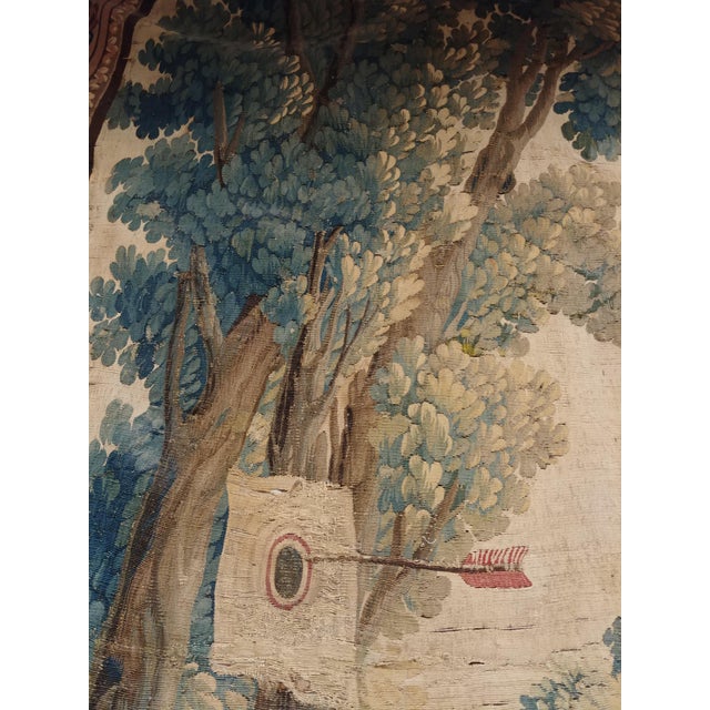 Early 18th Century Brussel Tapestry, Finely Woven, Red, Blue, Green, Silk & Wool For Sale - Image 12 of 15