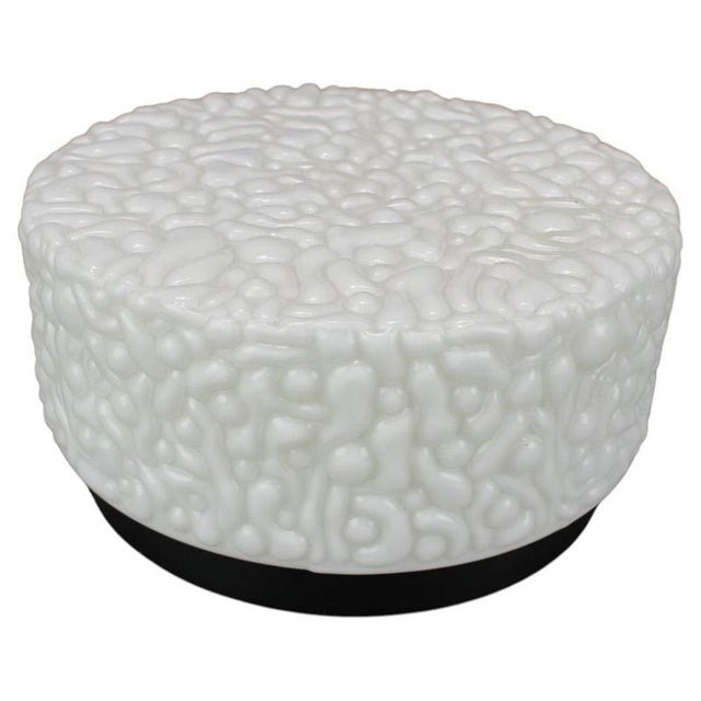 Mid-Century Textured Milk Glass Flush Mount, Czechoslovakia, 1960s For Sale - Image 10 of 10