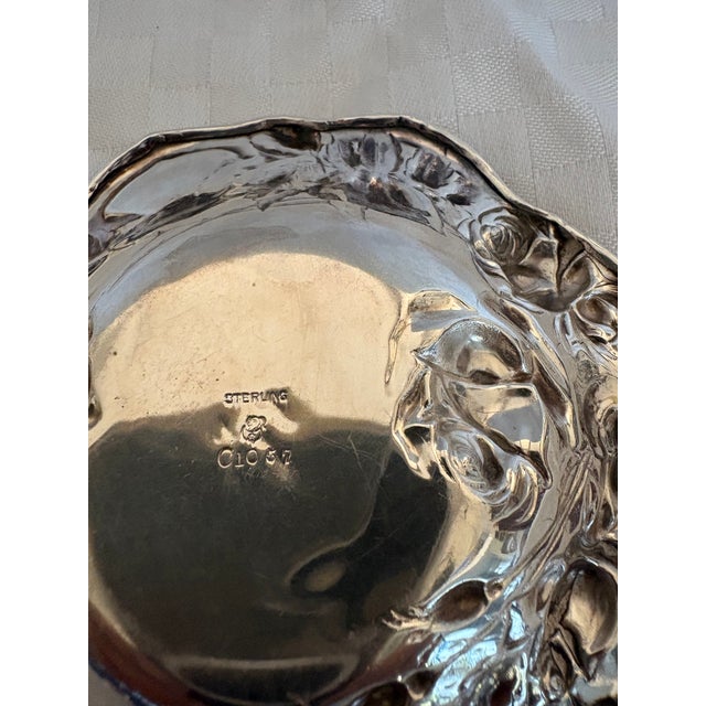 Late 19th Century Small Art Nouveau Sterling Silver Repousse Dish For Sale - Image 12 of 12