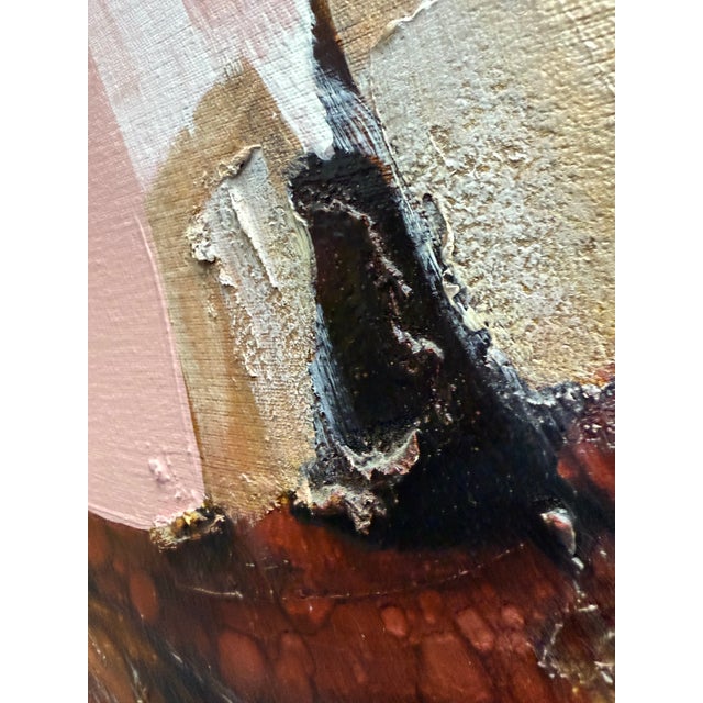 Impressive Mid-Century Modern abstract mix media painting on canvas created by German-American artist Frank Walcutt. Very...