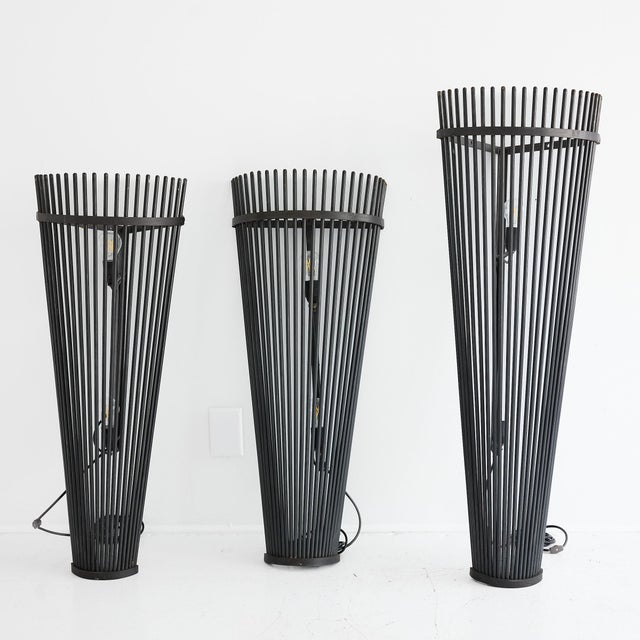 Set of Three Monumental Modernist Steel Rod Wall Sconces, Switzerland For Sale - Image 15 of 16