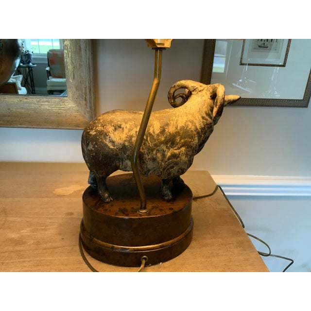 1960s Vintage Metal Ram Lamp For Sale - Image 5 of 12