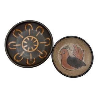 Mid-Century Modern Danish Studio Pottery Plates from Hildegon Als, Set of 2 For Sale