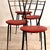 Vintage Metal and Brass Chairs with Red Skai Seat, 1960s, Set of 4 For Sale - Image 3 of 5