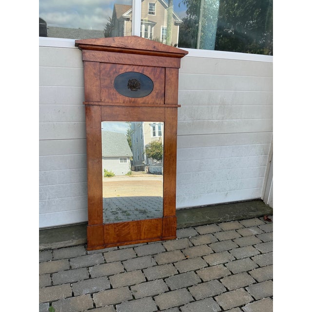Biedermeier Large Antique Biedermeier Figure Maple Pier Mirror For Sale - Image 3 of 12