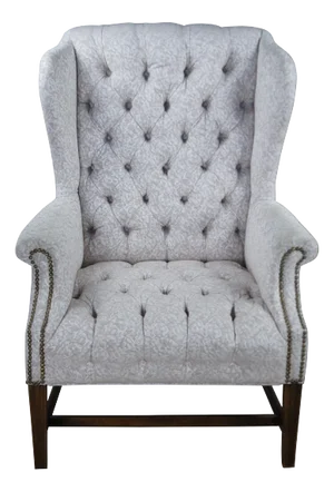 Late 20th Century Vintage Chippendale Style Mahogany Tufted Library Wingback Reading Chair