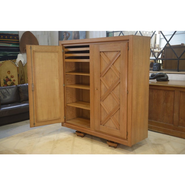 Light Oak Wardrobe with Geometric Lattice Pattern, 1940s For Sale - Image 4 of 15