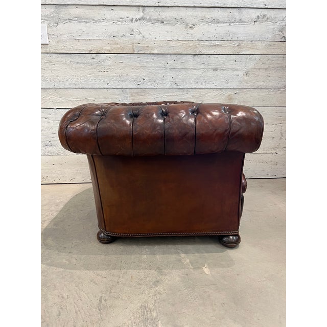 Brown Early 20th Century Leather Chesterfield Tub Chair For Sale - Image 8 of 11