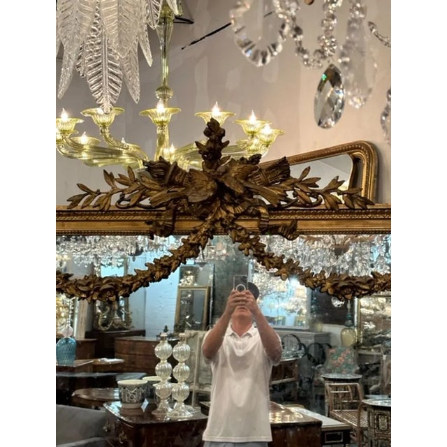 French Large Scale 19th Century Louis XVI Carved and Giltwood Floor Mirror For Sale - Image 3 of 8