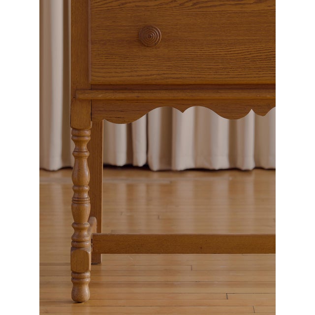 The Vintage Oak Two Drawer Carved Chest For Sale - Image 13 of 14