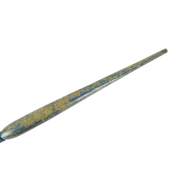 Vintage Handmade Carved Wood Blue Paintbrush Sculpture For Sale - Image 4 of 5
