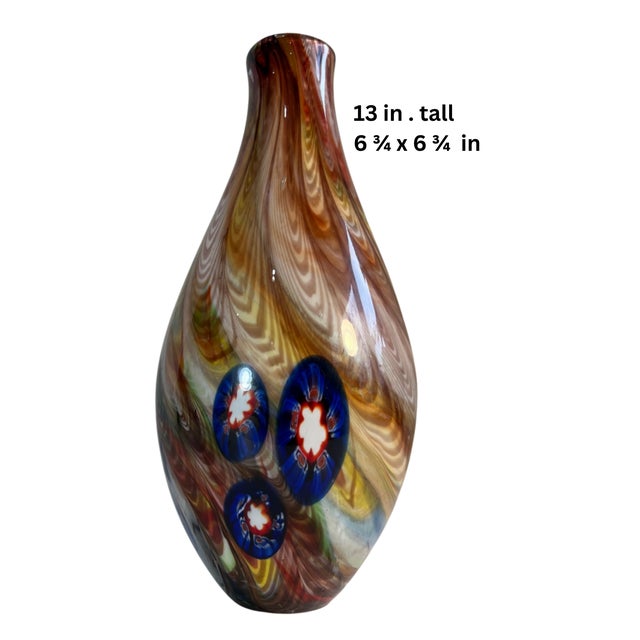 Art Glass Vase Pulled Swirled Feather Millefiori Murine For Sale - Image 14 of 14