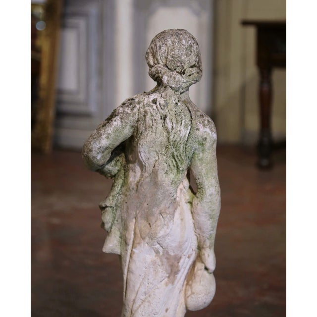 Stone Early 20th Century French Stone Garden Statue of Woman Figure For Sale - Image 7 of 8