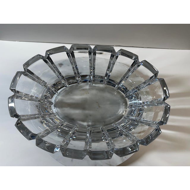 Glass Gunnar Cyrén for Orrefors “Stenhammar” Large Cut Crystal Oval Bowl, Sweden For Sale - Image 7 of 10