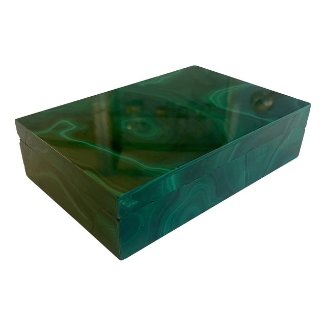 Malachite Box with Gilt Sterling Silver Hinge, 1950 For Sale