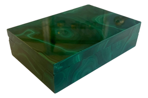 Malachite Box with Gilt Sterling Silver Hinge, 1950