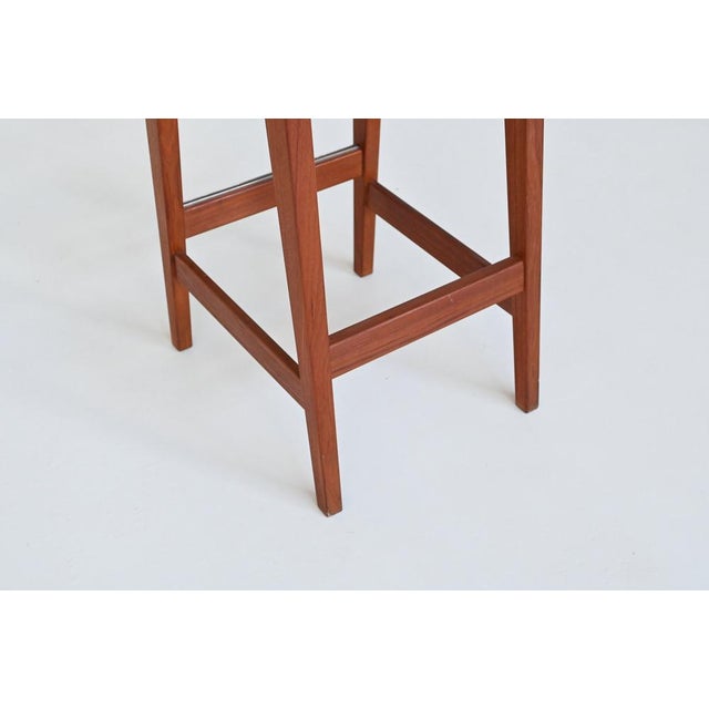 Vintage Bar Stools in Teak and Leather by Erik Buck for Dyrlund, 1960, Set of 3 For Sale - Image 16 of 18